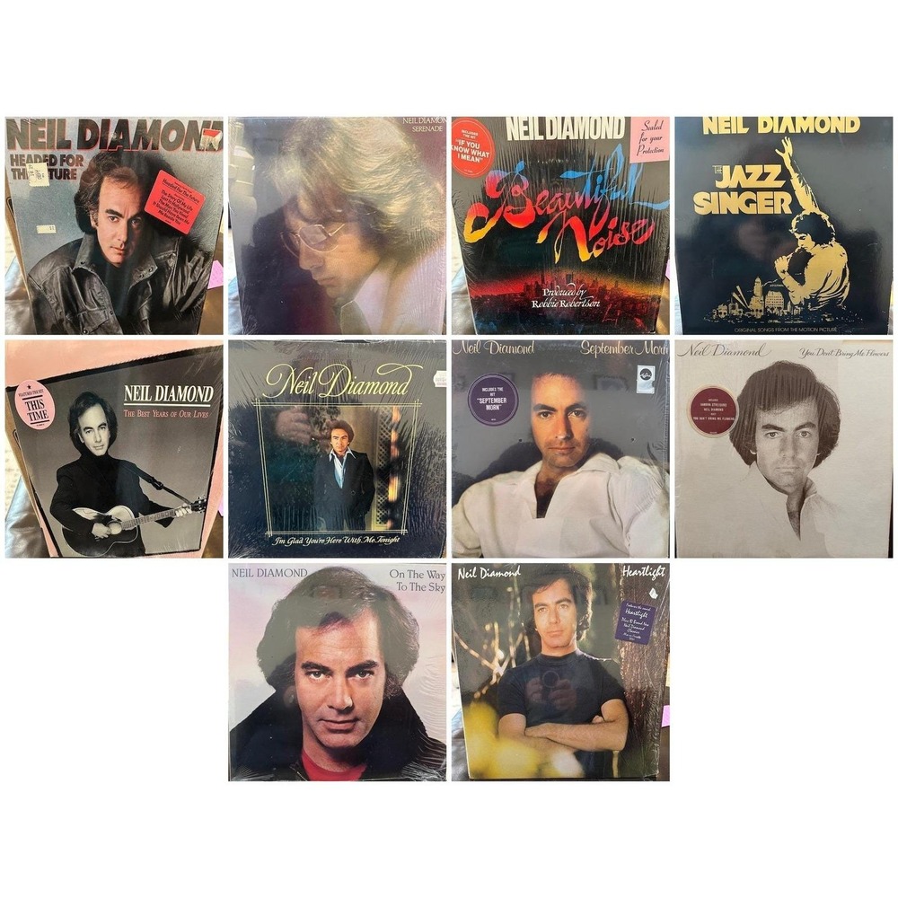 Neil Diamond Vinyl LP Lot of 10 Heartlight Beautiful Noise Jazz Singer Columbia
